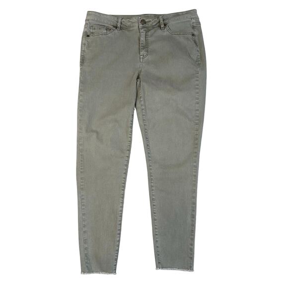 Lane Bryant Jeans Skinny Raw Hem Womens 14 Green Mid Rise Cotton Blend Stretch - Picture 1 of 10